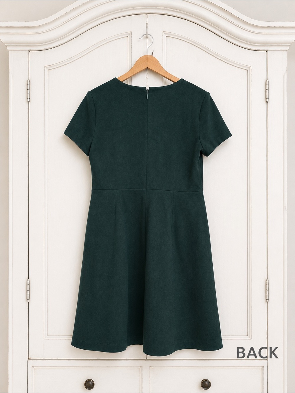 Calvin Klein Dark Teal Short-Sleeve Zip-Front Fit & Flare Dress - Picture 3 of 7